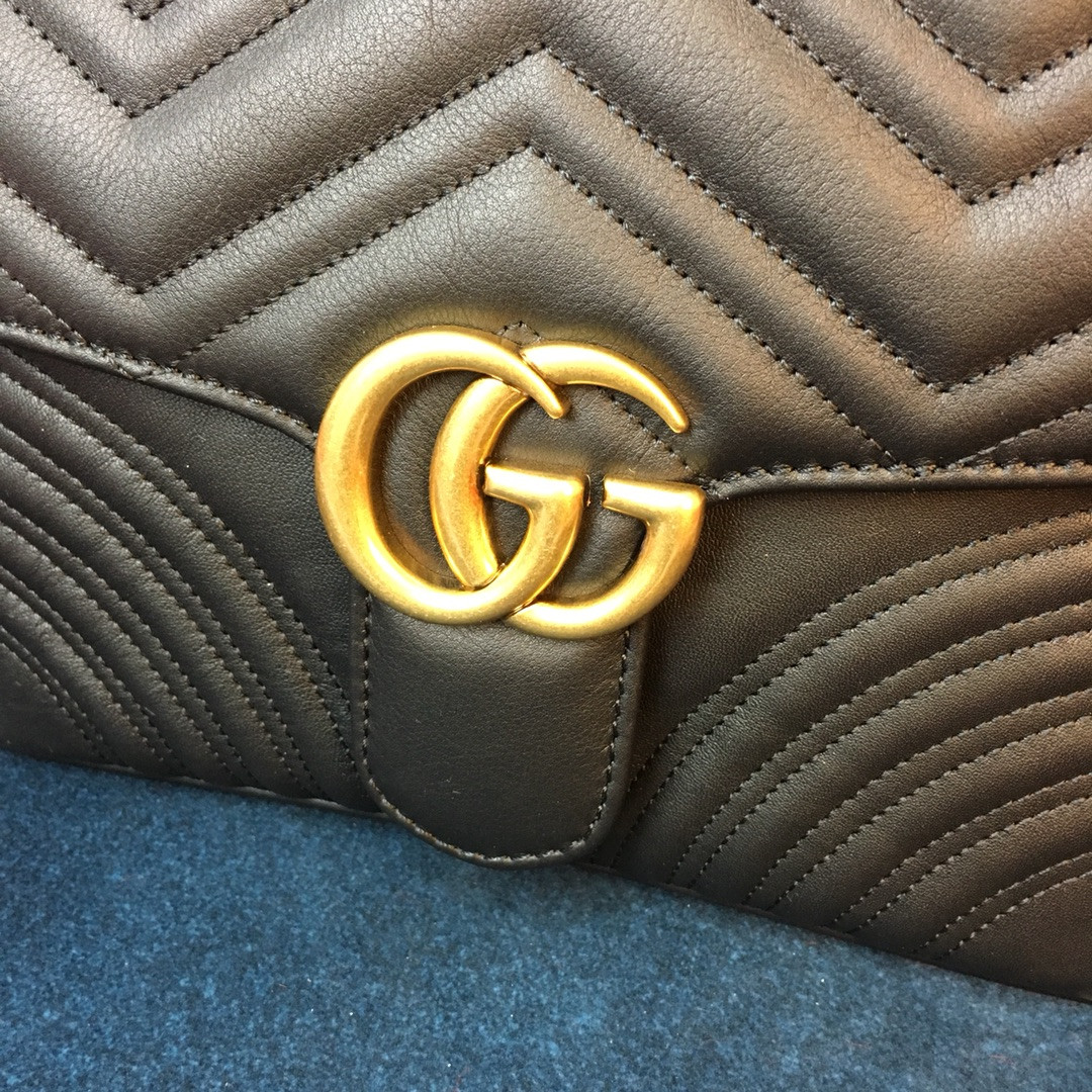 Gvc*1 GG MARMONT SMALL SHOULDER BAG BLACK 10"W x 6"H x 3"D