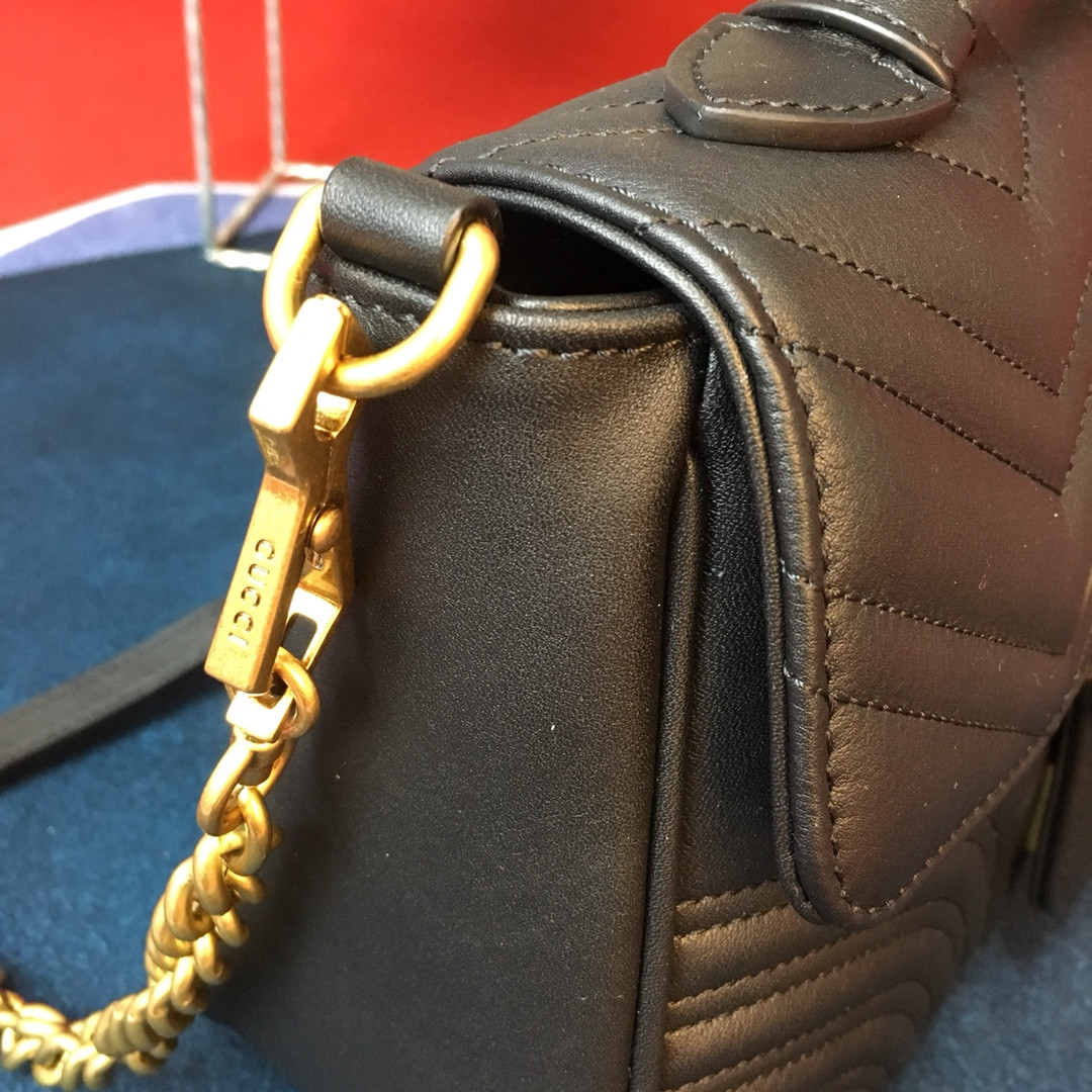 Gvc*1 GG MARMONT SMALL SHOULDER BAG BLACK 10"W x 6"H x 3"D