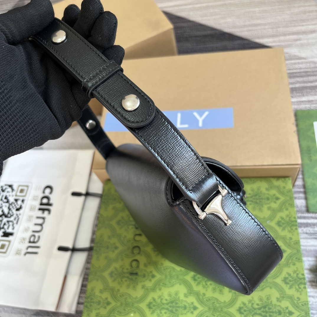 Gvc*1 HORSEBIT 1955 SMALL SHOULDER BAG Black 10.4"W x 6.7-4.1"H x 3.1-1.6"D