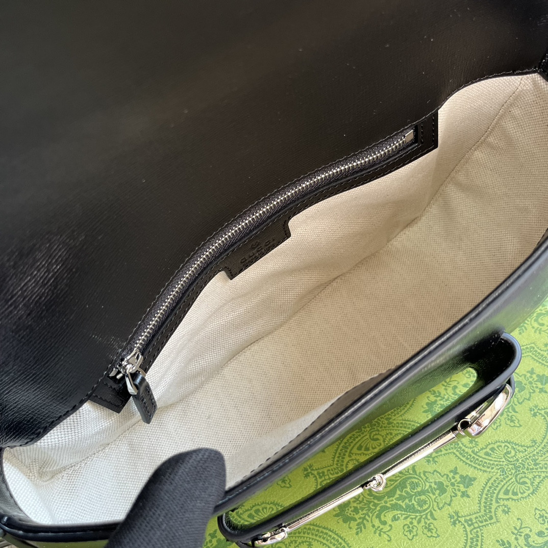 Gvc*1 HORSEBIT 1955 SMALL SHOULDER BAG Black 10.4"W x 6.7-4.1"H x 3.1-1.6"D