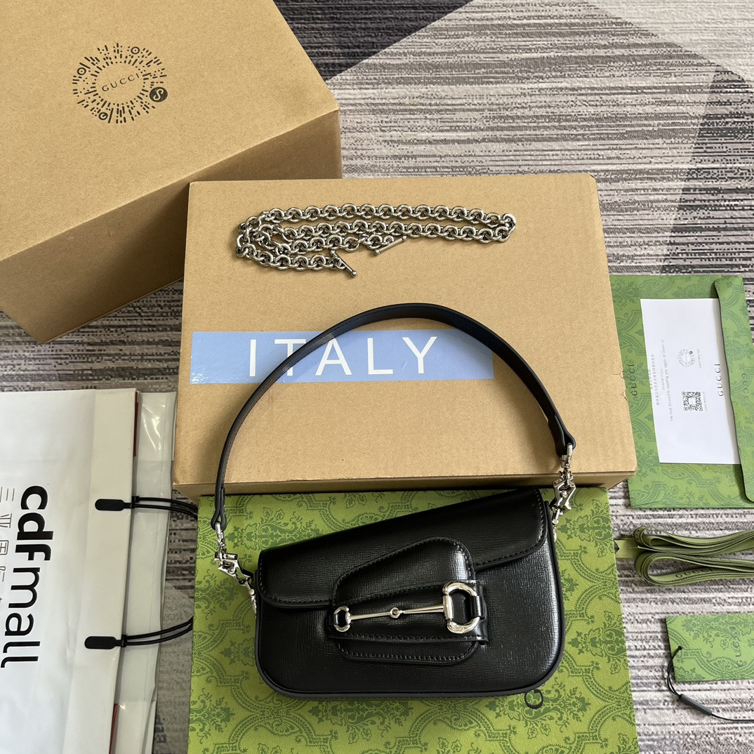 Gvc*1 HORSEBIT 1955 MINI SHOULDER BAG BLACK 7.7"W x 5-3.1"H x 2.4-1.2"D