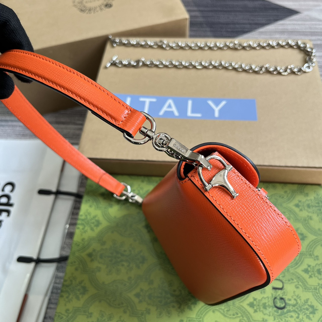 Gvc*1 HORSEBIT 1955 MINI SHOULDER BAG ORANGE 7.7"W x 5-3.1"H x 2.4-1.2"D