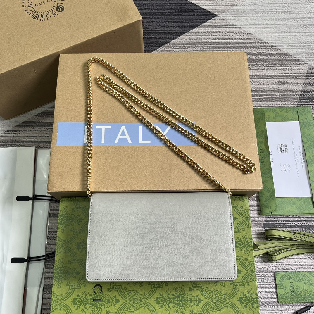 CHAIN WALLET WITH Gvc*1 SCRIPT LIGHT GREY 7.8"W x 5"H x 1.6"D