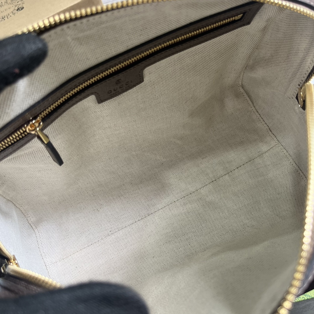 Gvc*1 OPHIDIA GG MINI TOP HANDLE BAG Beige and brown 8.4"W x 5.5"H x 4.5"D