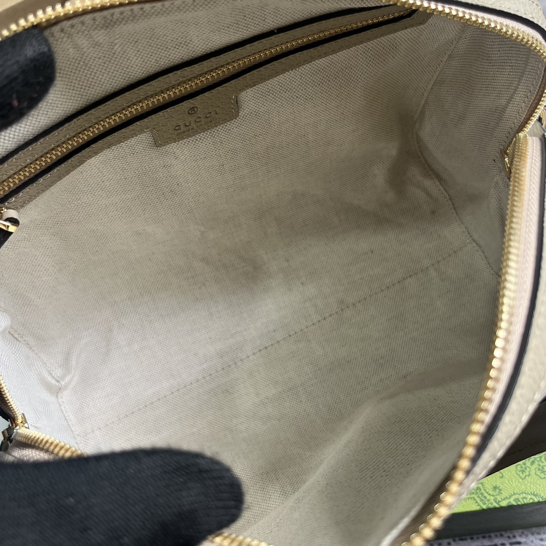 Gvc*1 OPHIDIA GG MINI TOP HANDLE BAG Beige and white 8.4"W x 5.5"H x 4.5"D