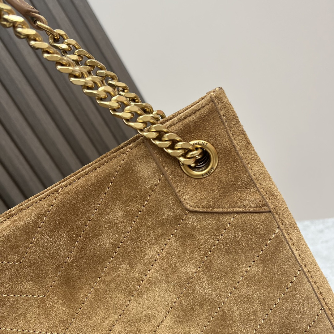 Y51 NIKI MEDIUM SHOPPING IN SUEDE BROWN 12.9 X 10.6 X 4.5 INCHES