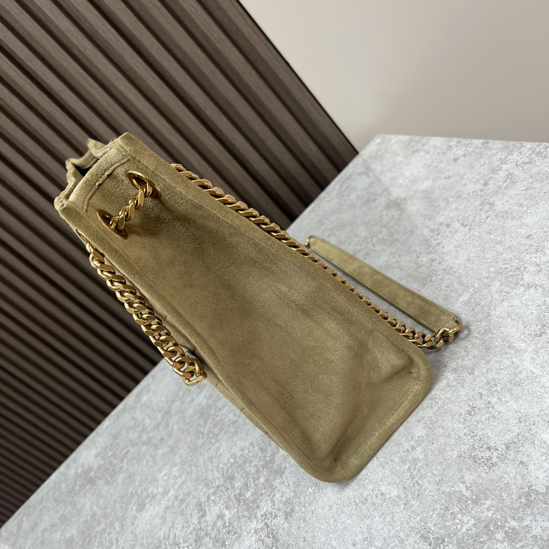 Y51 NIKI MEDIUM SHOPPING IN SUEDE BARLEY GREEN 12.9 X 10.6 X 4.5 INCHES