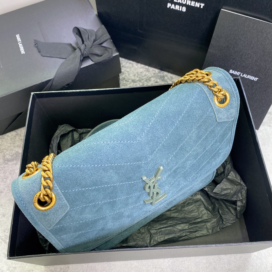 Y51 NIKI MEDIUM IN SUEDE BLUE 11 X 7.8 X 3.3 INCHES