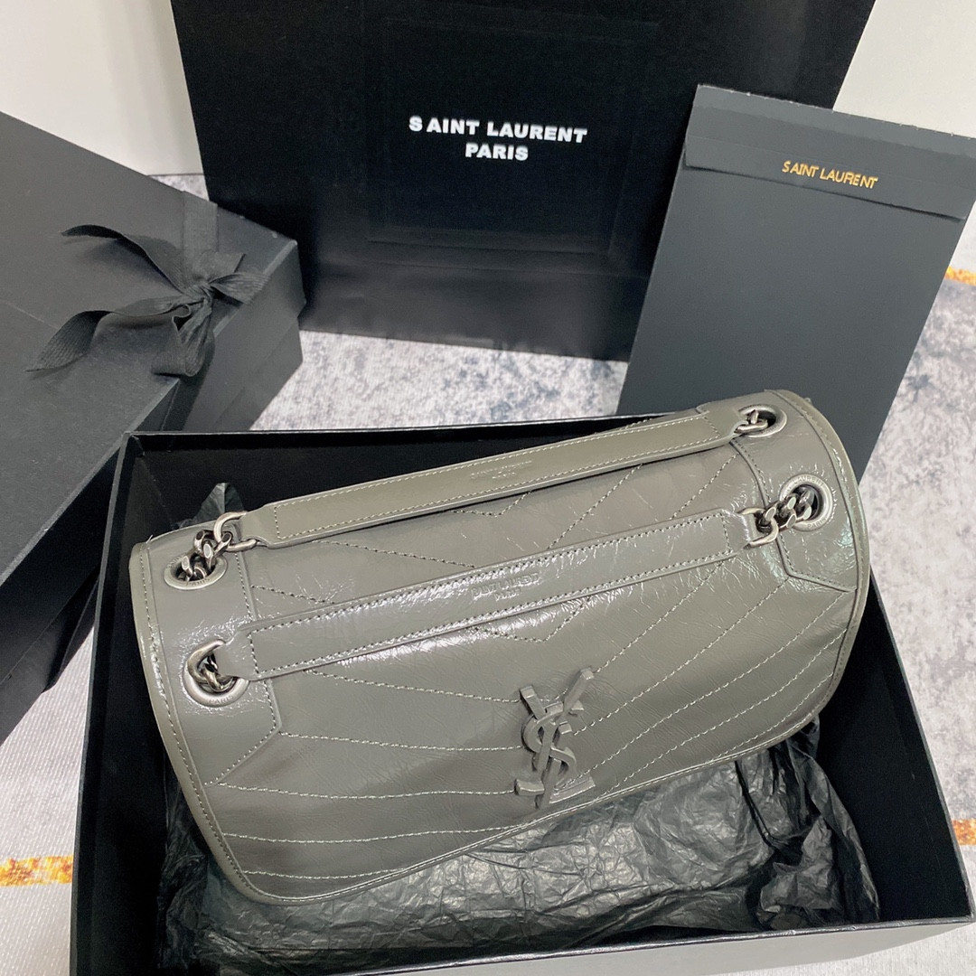 Y51 NIKI MEDIUM IN VINTAGE LEATHER STORM 11 X 7.8 X 3.3 INCHES