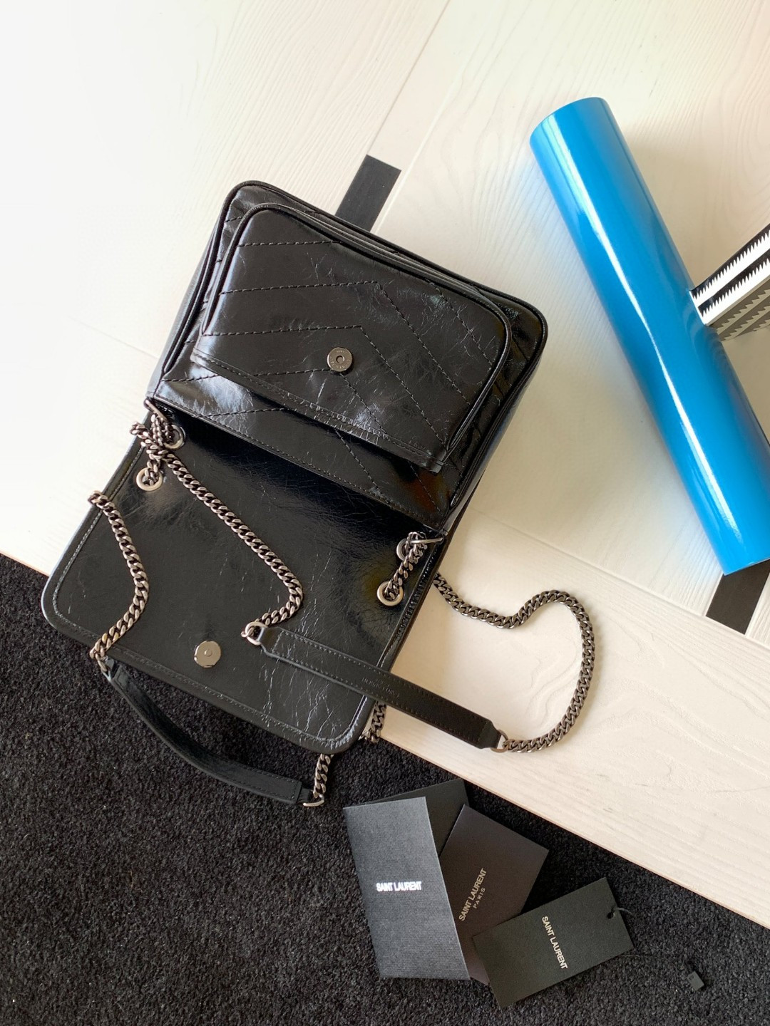 Y51 NIKI BABY IN VINTAGE LEATHER BLACK 21x16x7.5cm