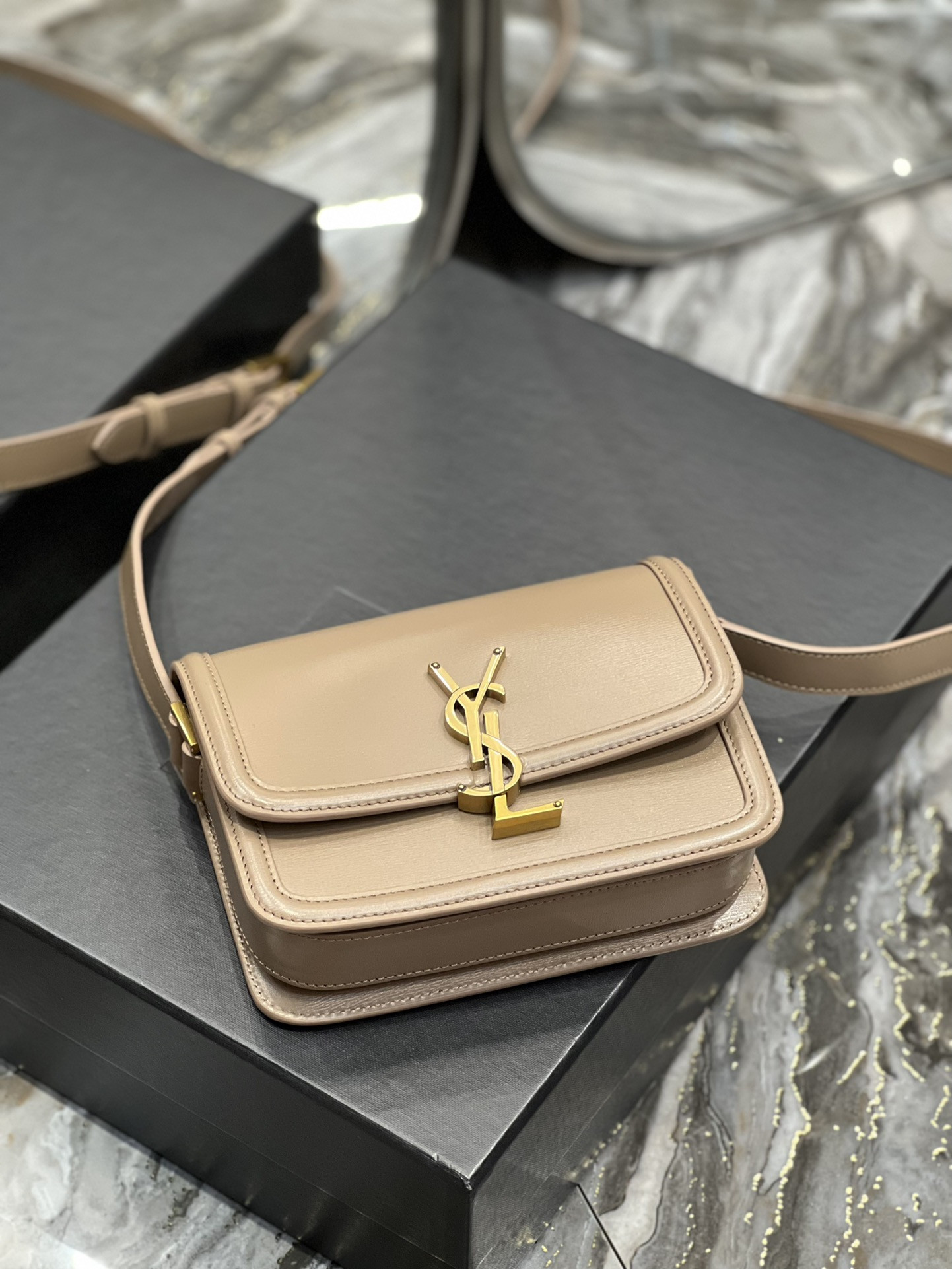 Y51 SOLFERINO SMALL SATCHEL IN BOX Sa1nt Lau*nt PINK 7.4 X 5.1 X 1.9 INCHES