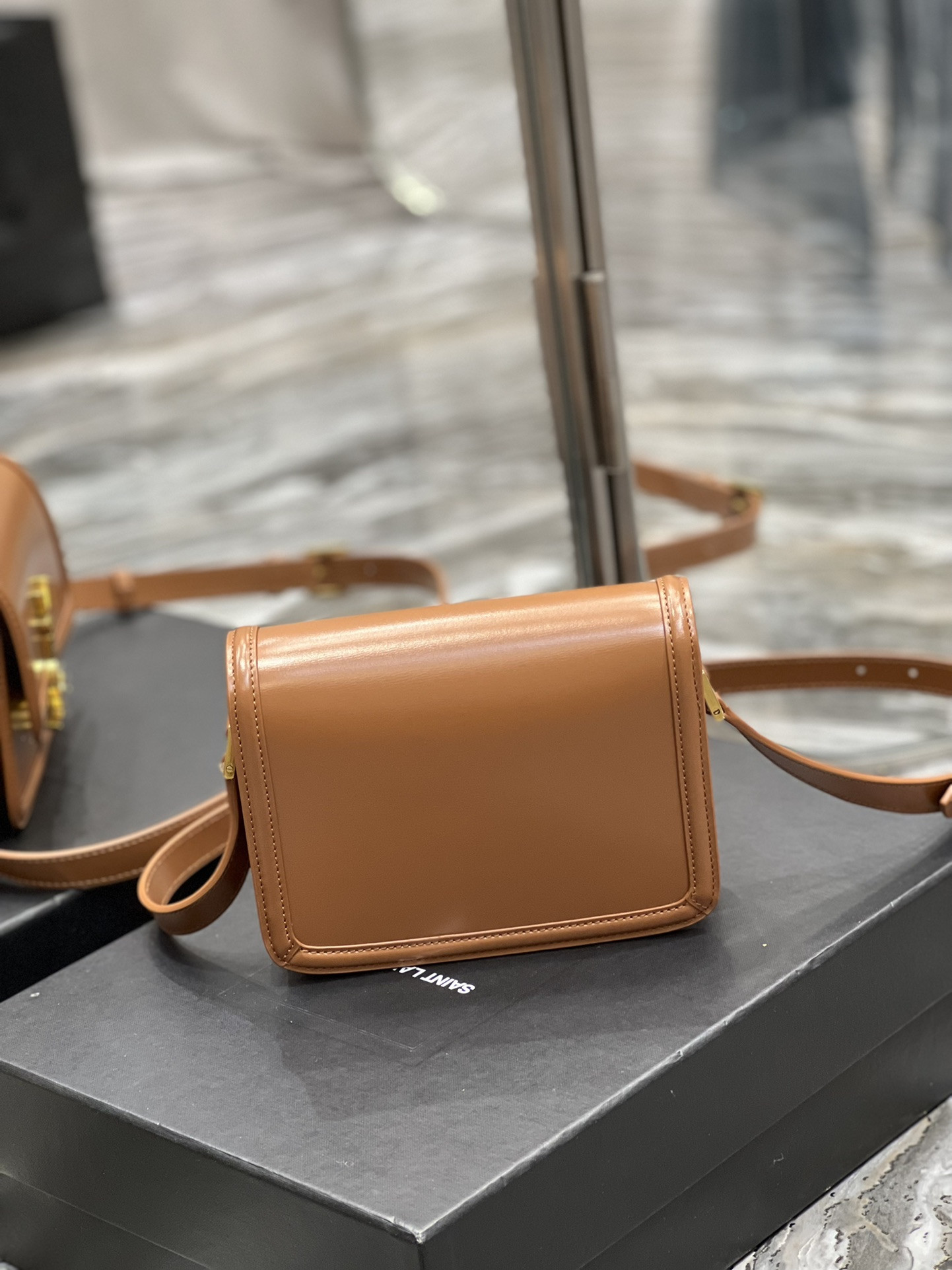 Y51 SOLFERINO SMALL SATCHEL IN BOX Sa1nt Lau*nt BRWON 7.4 X 5.1 X 1.9 INCHES