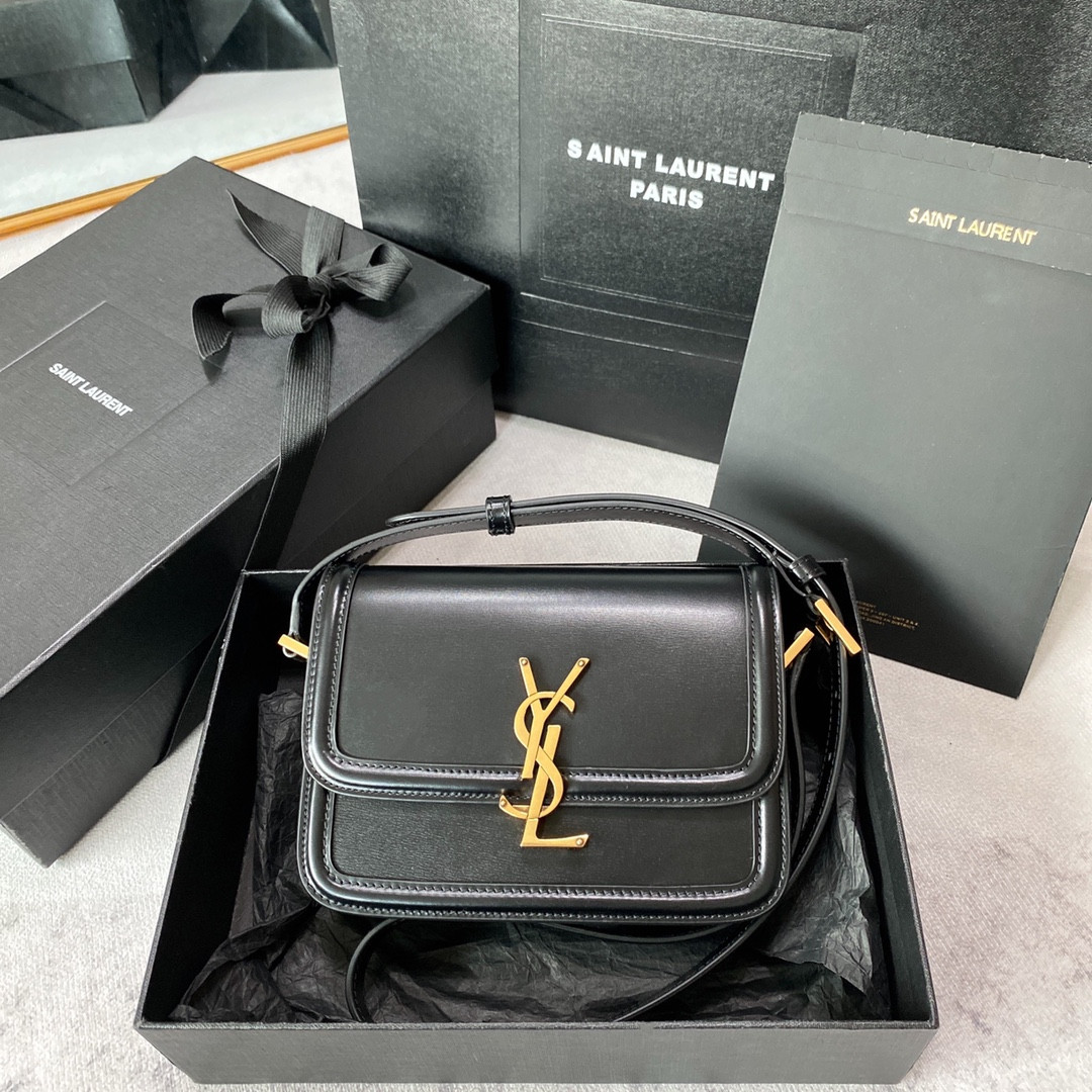 Y51 SOLFERINO SMALL SATCHEL IN BOX Sa1nt Lau*nt BLACK 7.4 X 5.1 X 1.9 INCHES