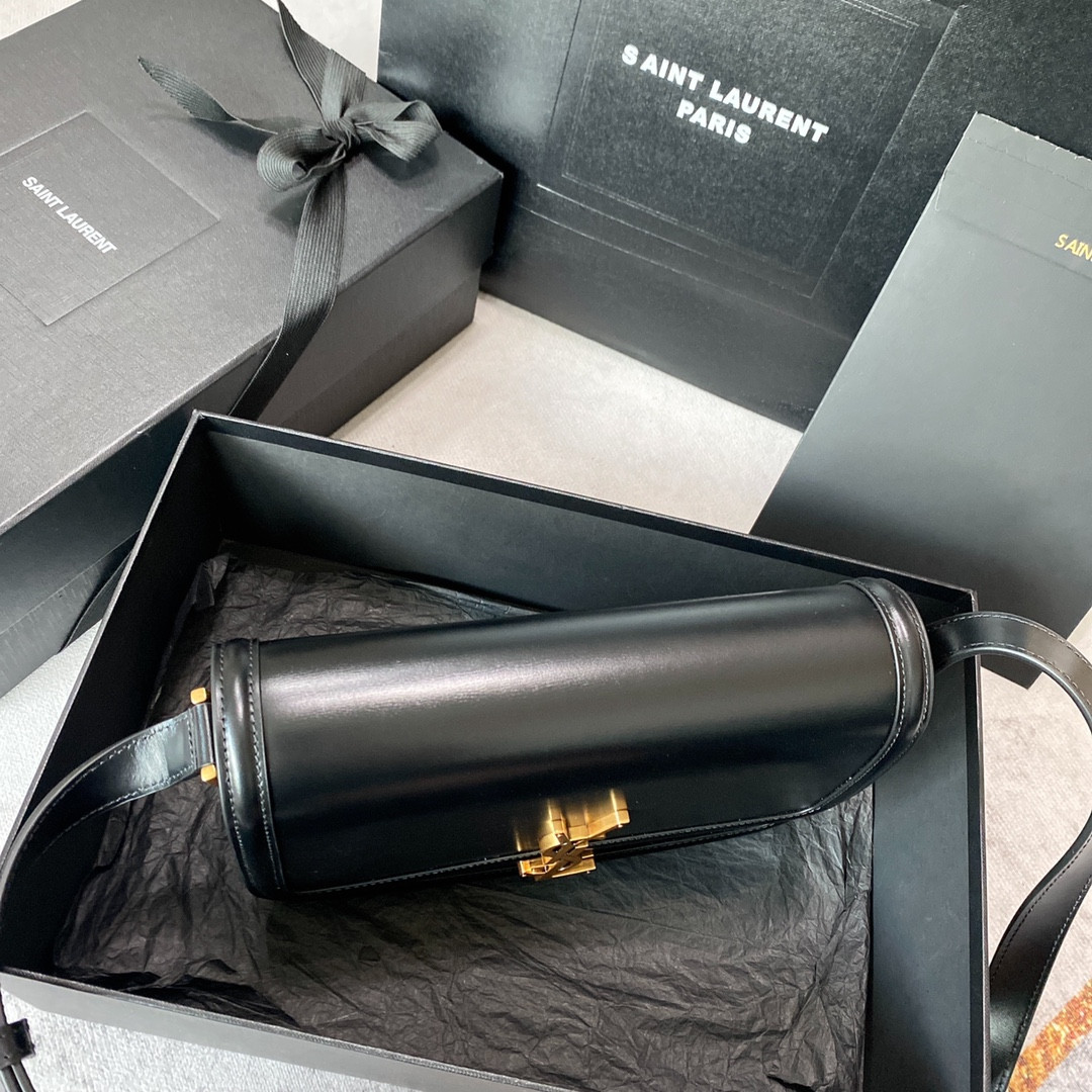 Y51 SOLFERINO MEDIUM SATCHEL IN BOX Sa1nt Lau*nt BLACK 9.1 X 6.3 X 2.4 INCHES