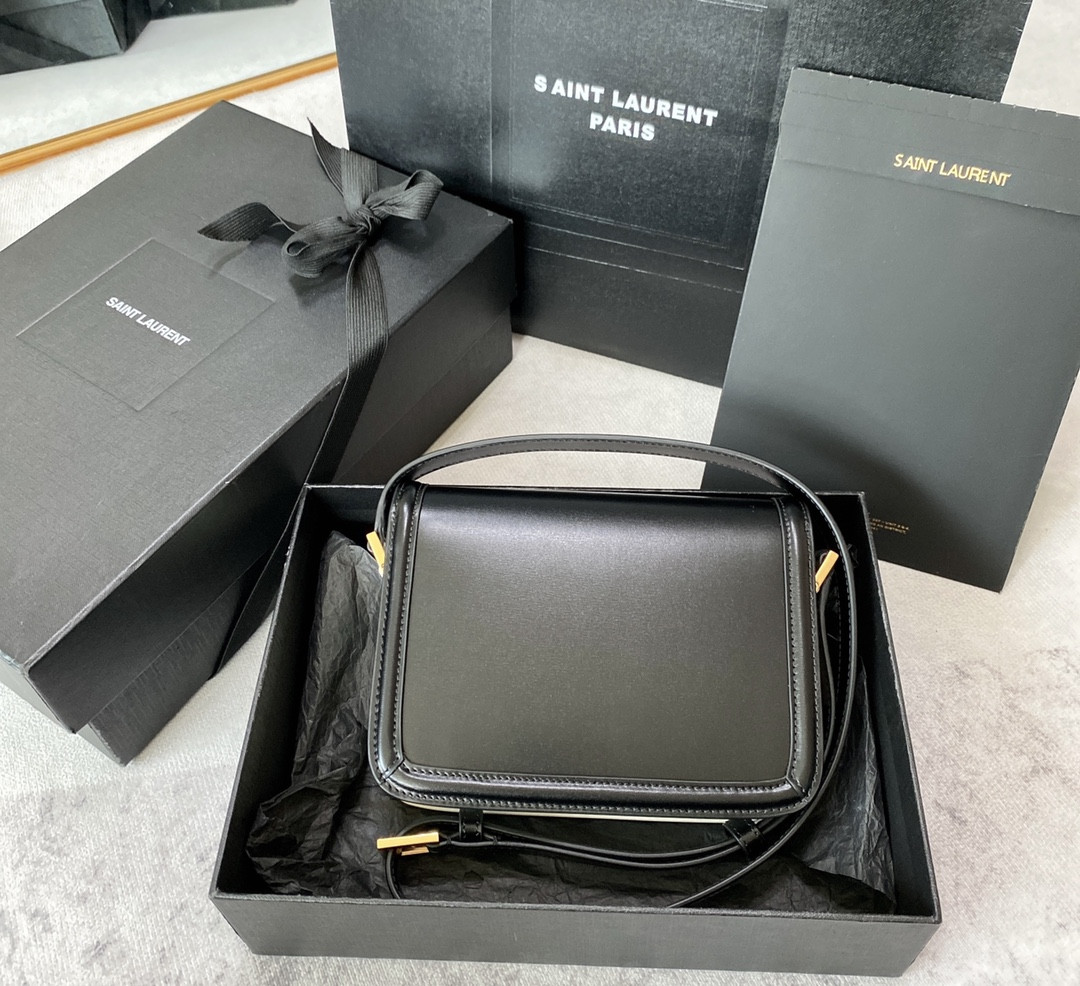 Y51 SOLFERINO SMALL SATCHEL IN BOX Sa1nt Lau*nt BLACK 7.4 X 5.1 X 1.9 INCHES