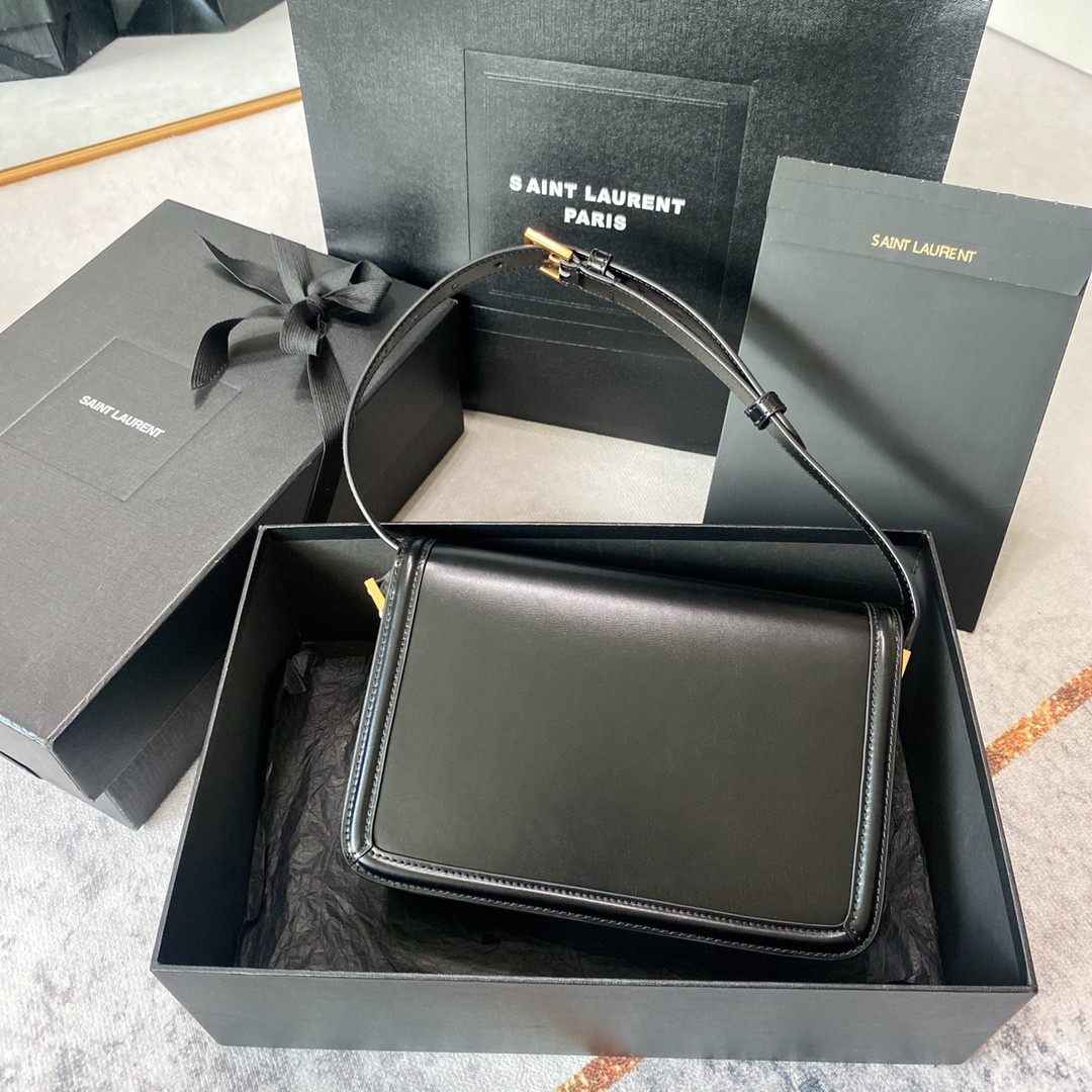 Y51 SOLFERINO MEDIUM SATCHEL IN BOX Sa1nt Lau*nt black white 9.1 X 6.3 X 2.4 INCHES