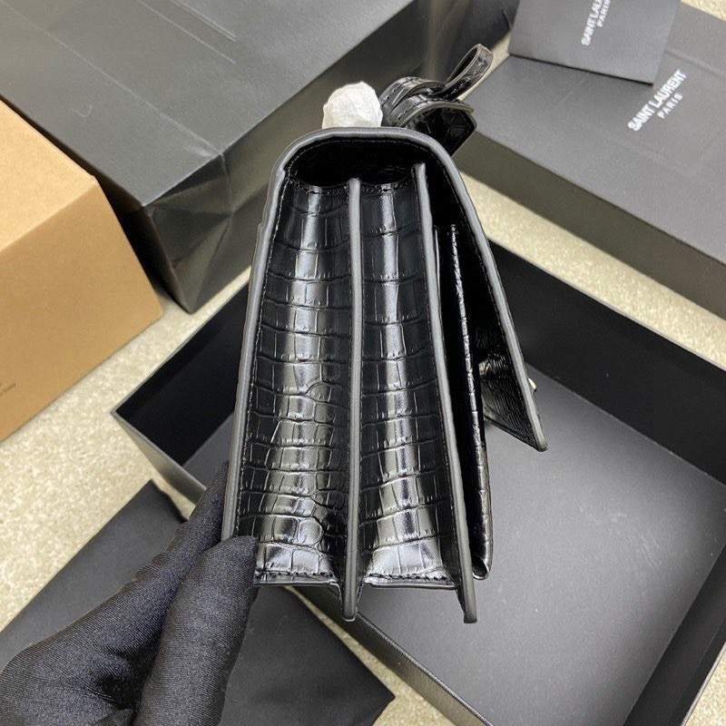 Y51 SUNSET MEDIUM IN CROCODILE-EMBOSSED LEATHER 8 X 6.2 X 2.5 INCHES