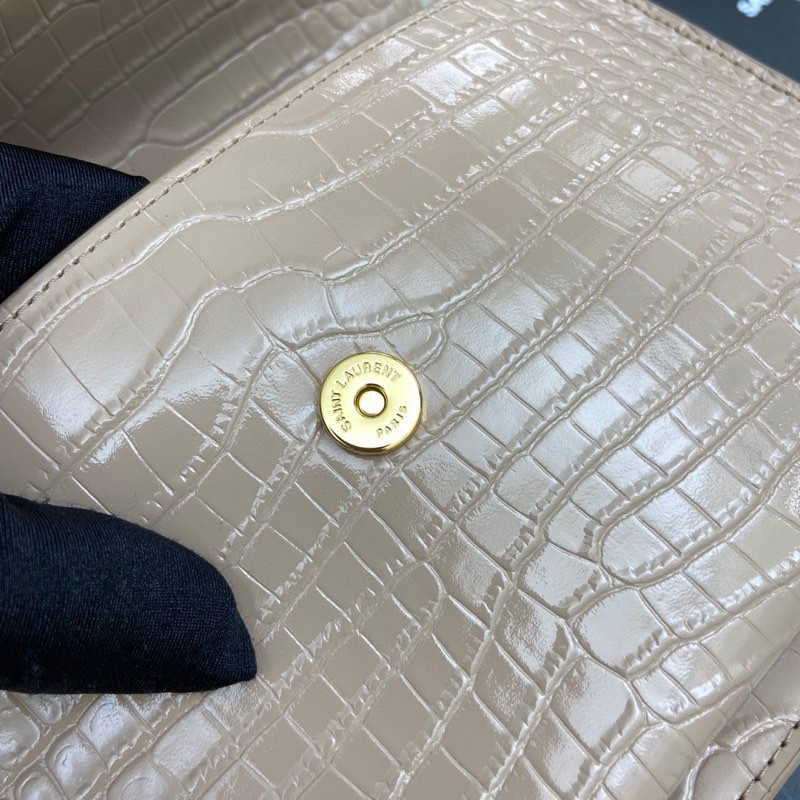 Y51 SUNSET MEDIUM IN CROCODILE-EMBOSSED LEATHER DARK BEIGE 8 X 6.2 X 2.5 INCHES