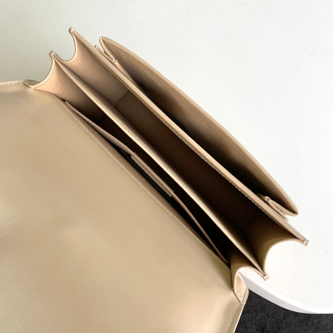 Y51 SUNSET MEDIUM IN COATED-BARK LEATHER BEIGE 8 X 6.2 X 2.5 INCHES