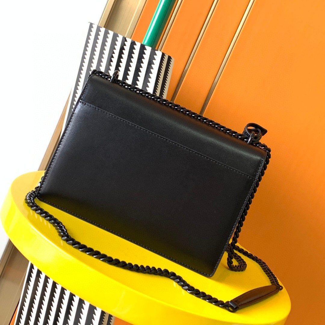 Y51 SUNSET MEDIUM IN SMOOTH LEATHER NOIR 8 X 6.2 X 2.5 INCHES