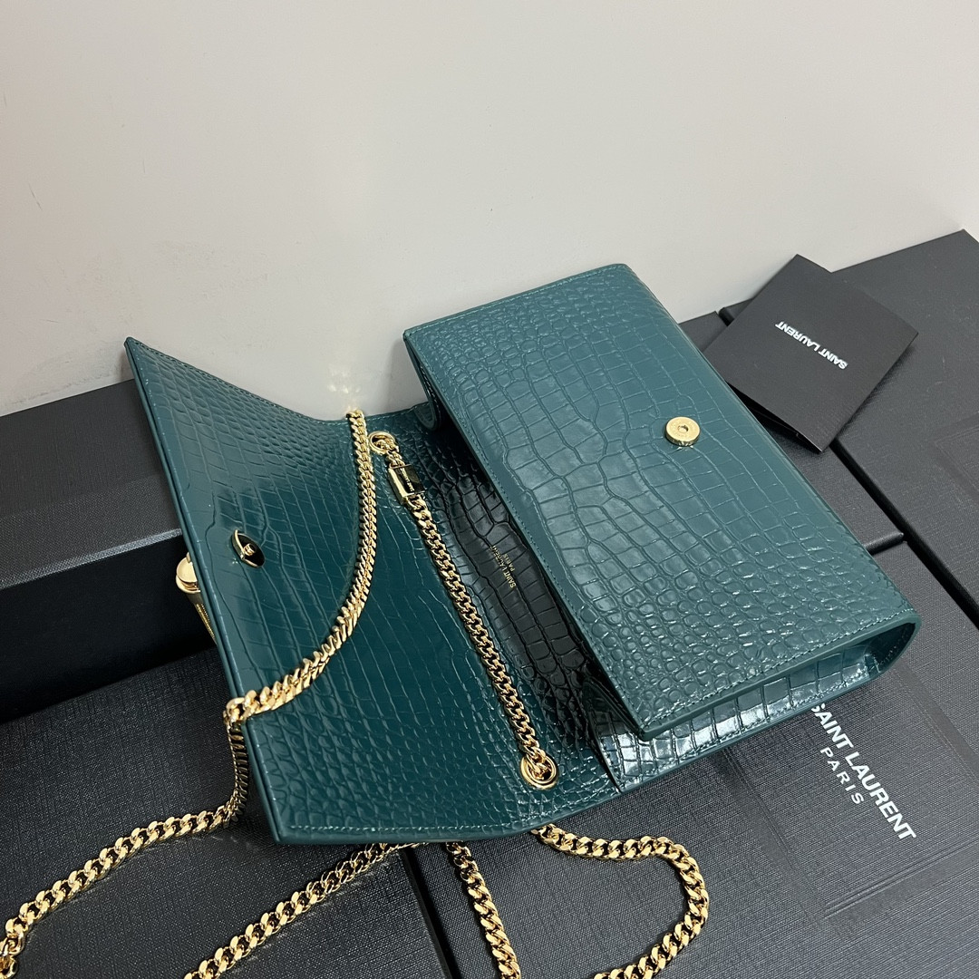 Y51 KATE MEDIUM TASSEL IN CROCODILE-EMBOSSED LEATHER BLUE 9.4 X 5.7 X 2.1 INCHES