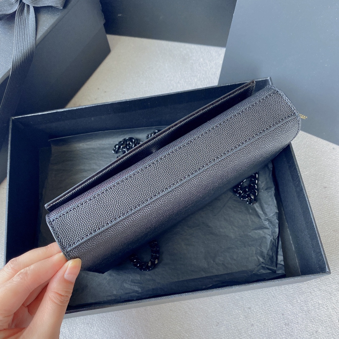 Y51 KATE SMALL IN GRAIN DE POUDRE EMBOSSED LEATHER NAVY 7.8 X 4.9 X 1.9 INCHES