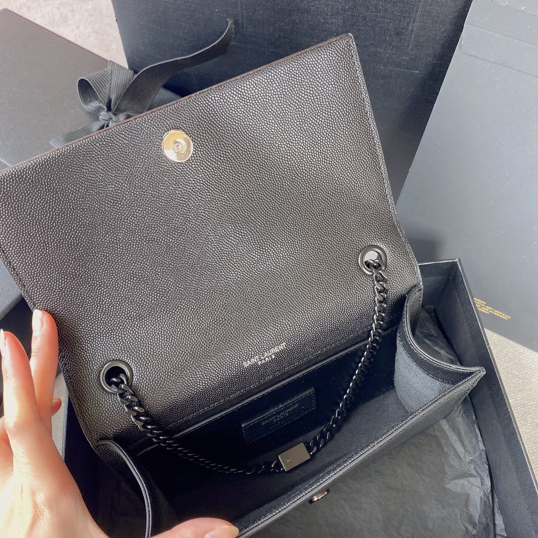 Y51 KATE SMALL IN GRAIN DE POUDRE EMBOSSED LEATHER NAVY 7.8 X 4.9 X 1.9 INCHES