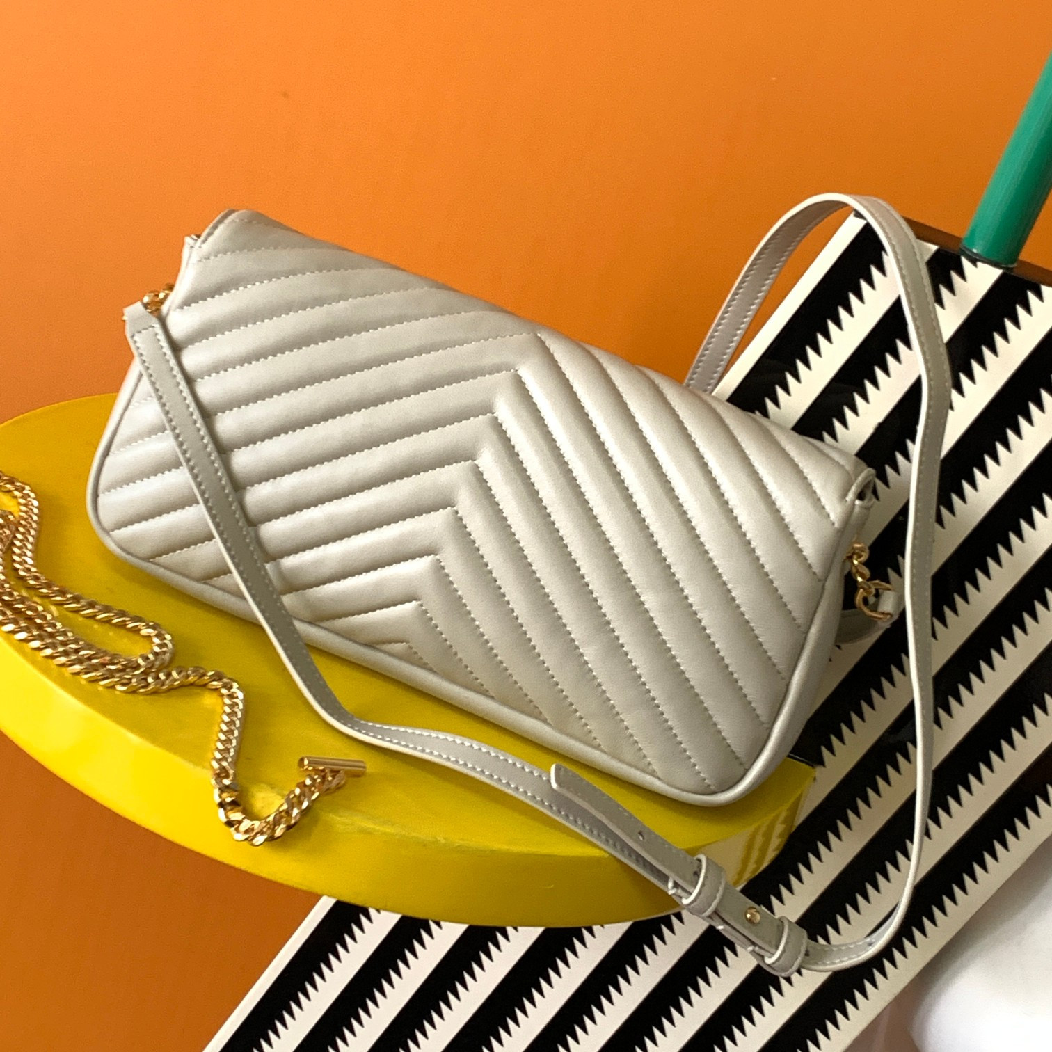 Y51 KATE 99 IN QUILTED NAPPA LEATHER WHITE 10.2 X 5.3 X 1.7 INCHES