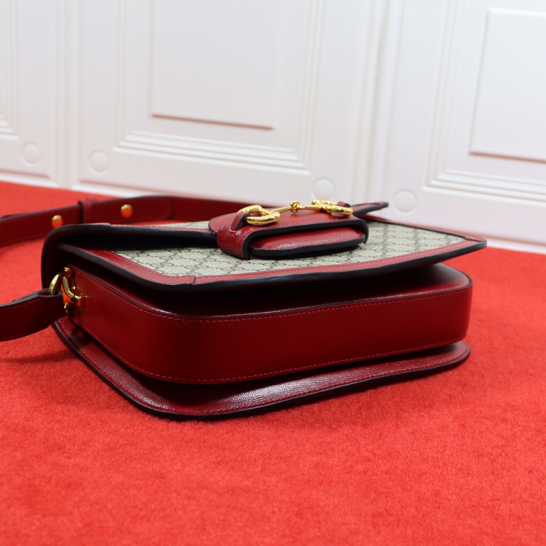 Gvc*1 HORSEBIT 1955 SHOULDER BAG GRAY RED 9.8"W x 7"H x 3.1"D