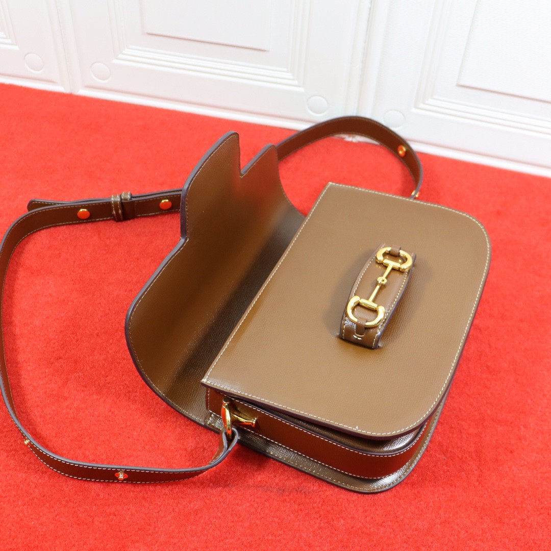 Gvc*1 HORSEBIT 1955 SHOULDER BAG BROWN 9.8"W x 7"H x 3.1"D