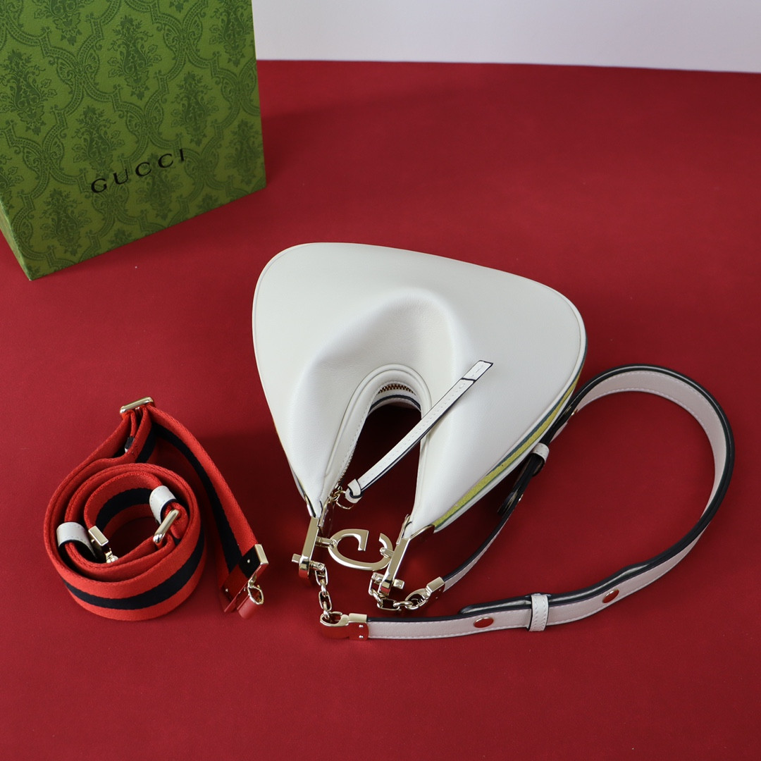 Gvc*1 ATTACHE SMALL SHOULDER BAG WHITE 9"W x 8.7"H x 2"D