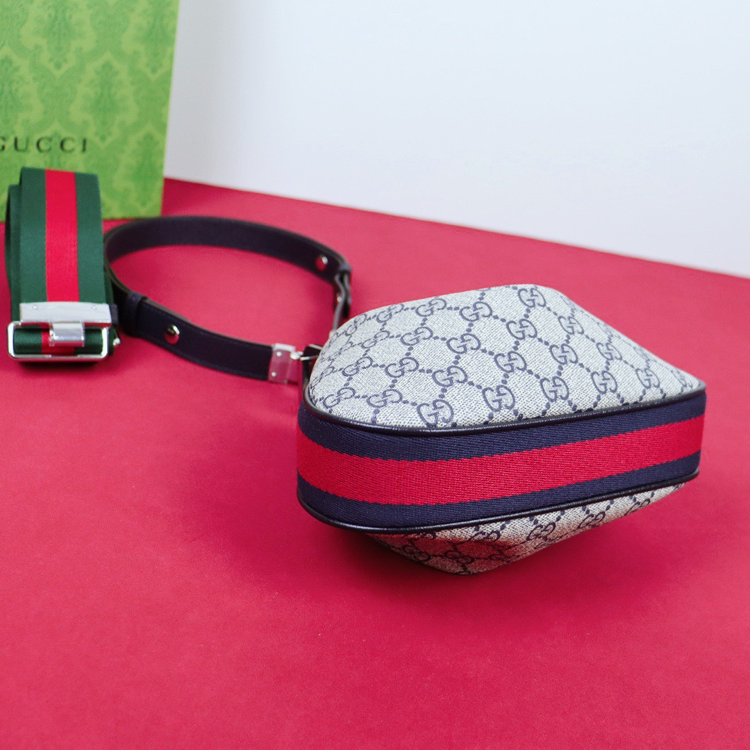 Gvc*1 ATTACHE SMALL SHOULDER BAG Beige and blue 9"W x 8.7"H x 2"D