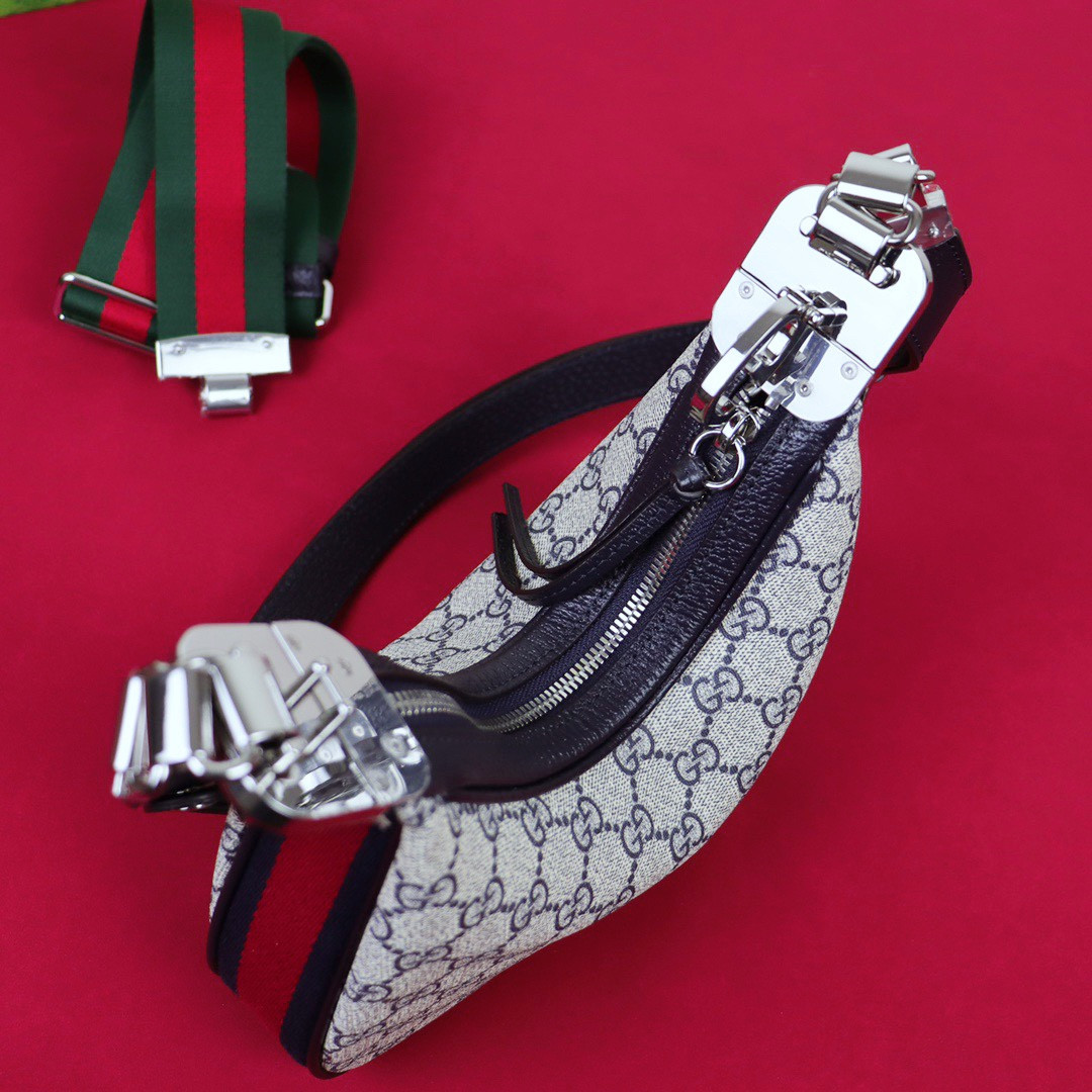 Gvc*1 ATTACHE SMALL SHOULDER BAG Beige and blue 9"W x 8.7"H x 2"D