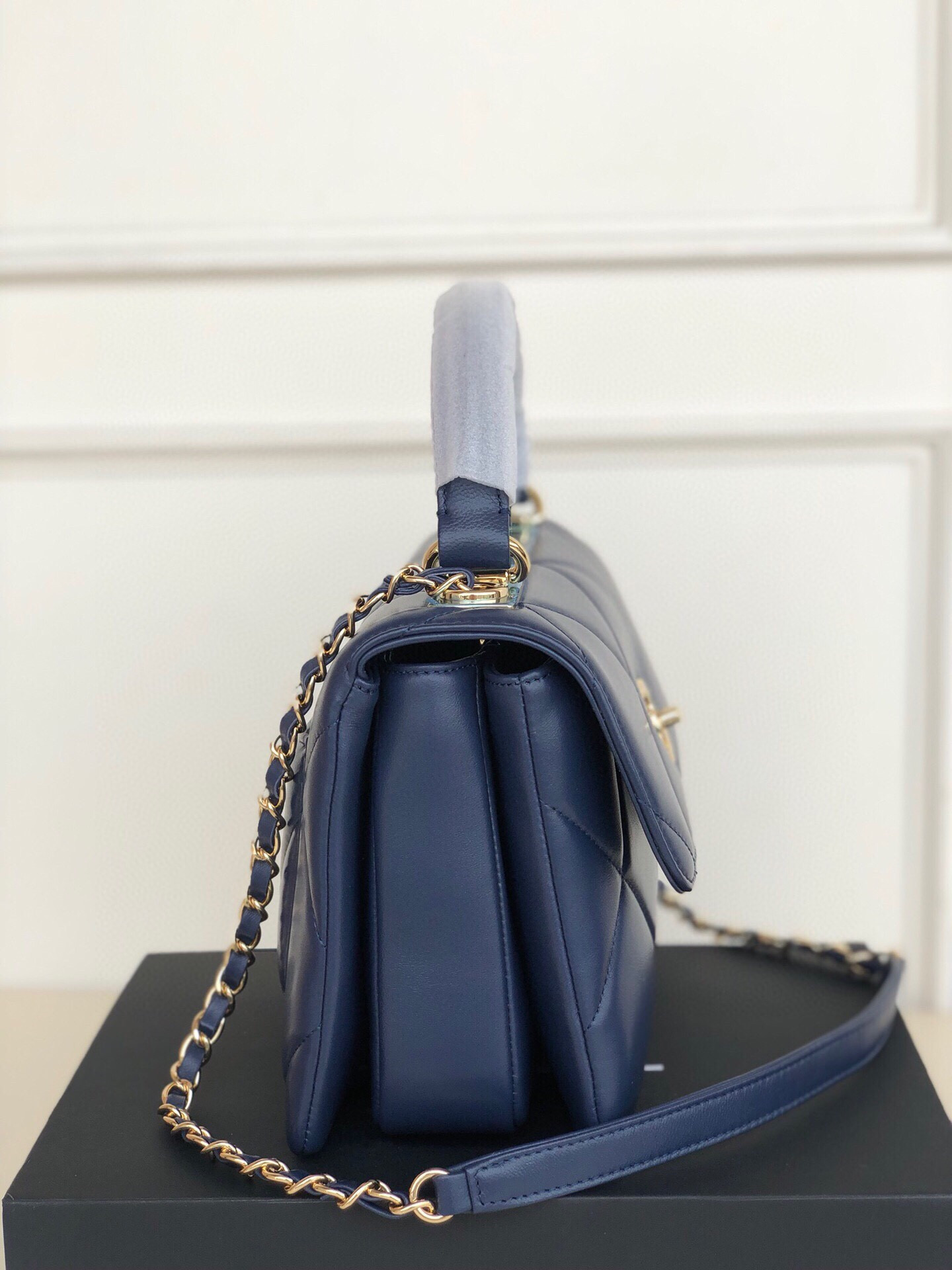 Ch**el FLAP BAG WITH TOP HANDLE 6.6 × 9.8 × 4.7 in