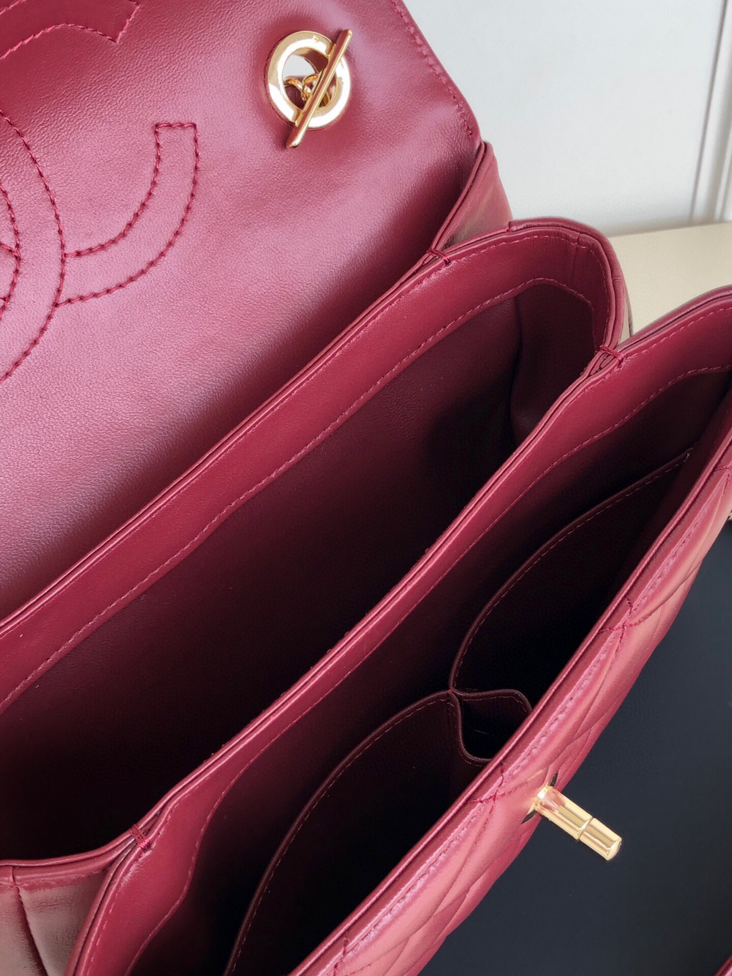 Ch**el FLAP BAG WITH TOP HANDLE 6.6 × 9.8 × 4.7 in