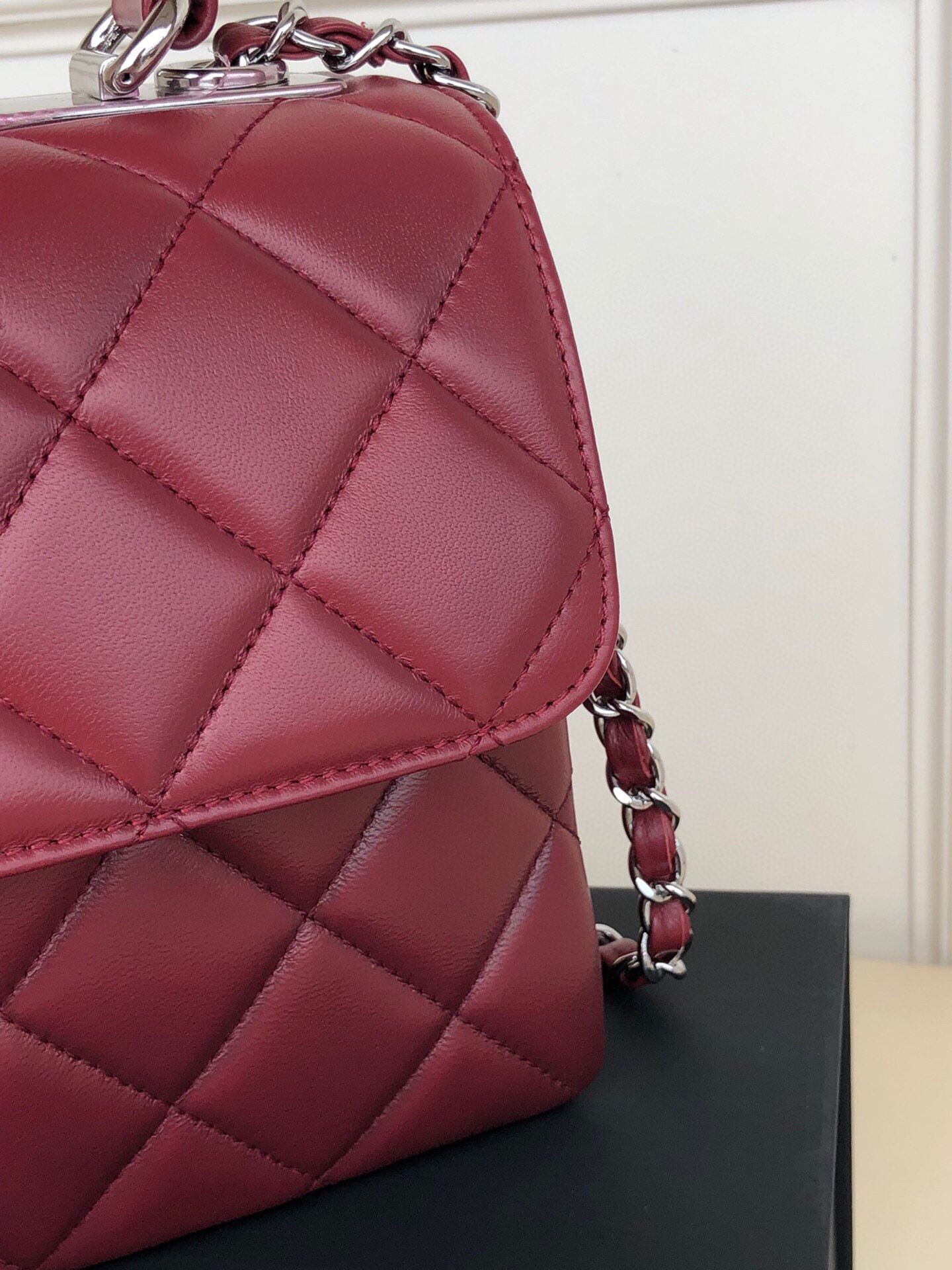 Ch**el FLAP BAG WITH TOP HANDLE 6.6 × 9.8 × 4.7 in