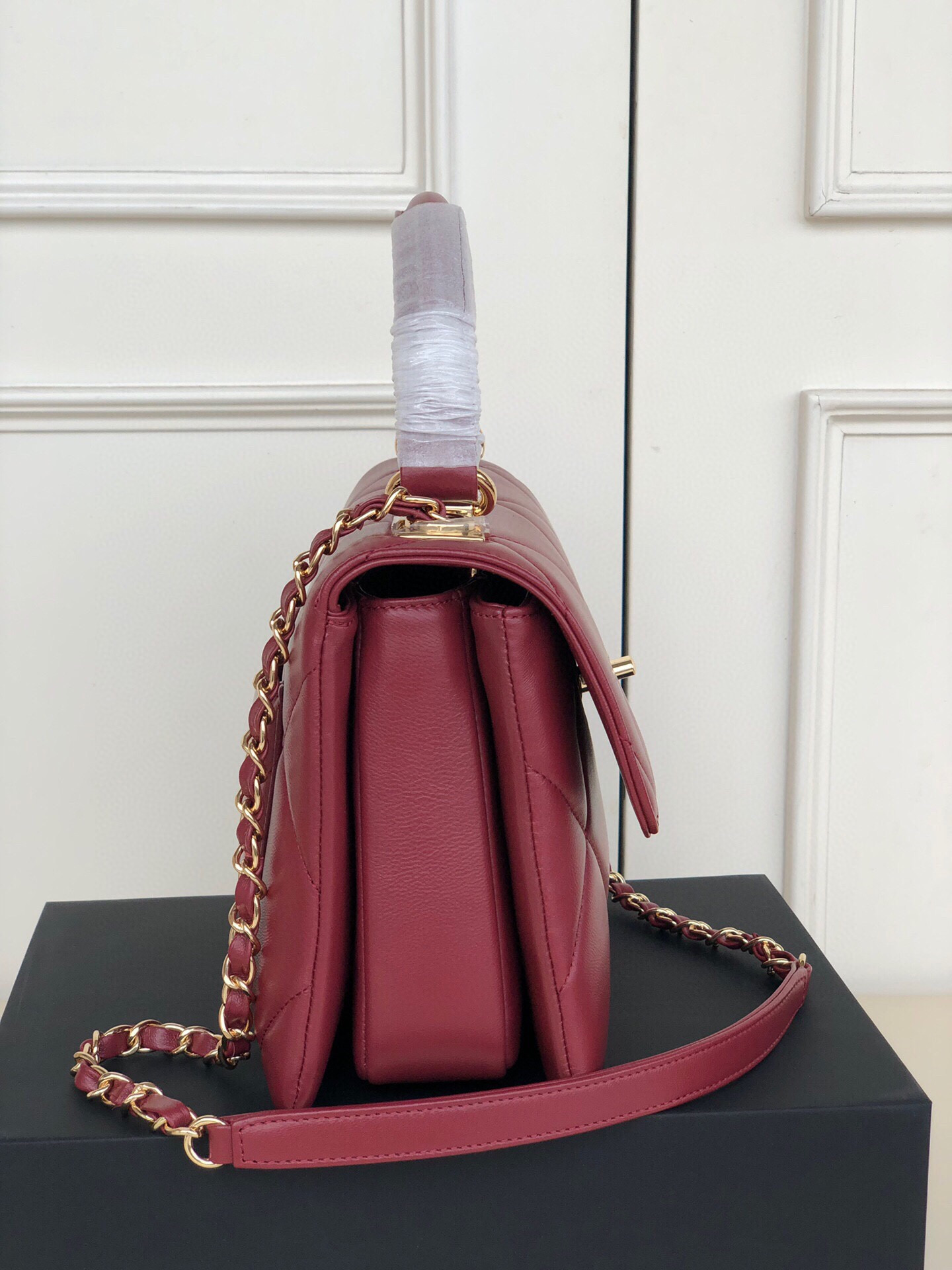 Ch**el FLAP BAG WITH TOP HANDLE 6.6 × 9.8 × 4.7 in