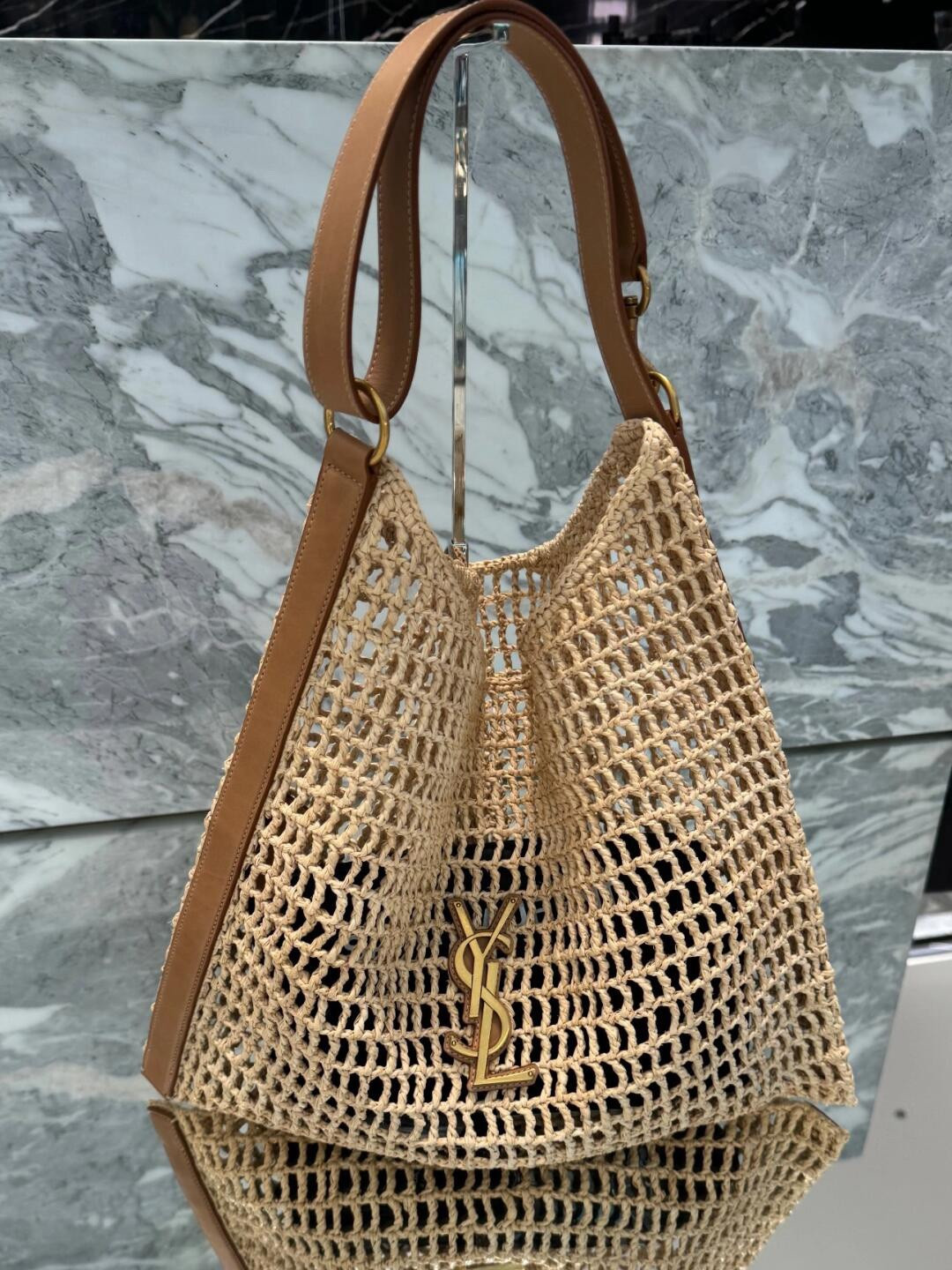 Y51 OXALIS BAG IN RAFFIA MACRAMÉ  Color Natural 14.6X15.7X1.2INCHES