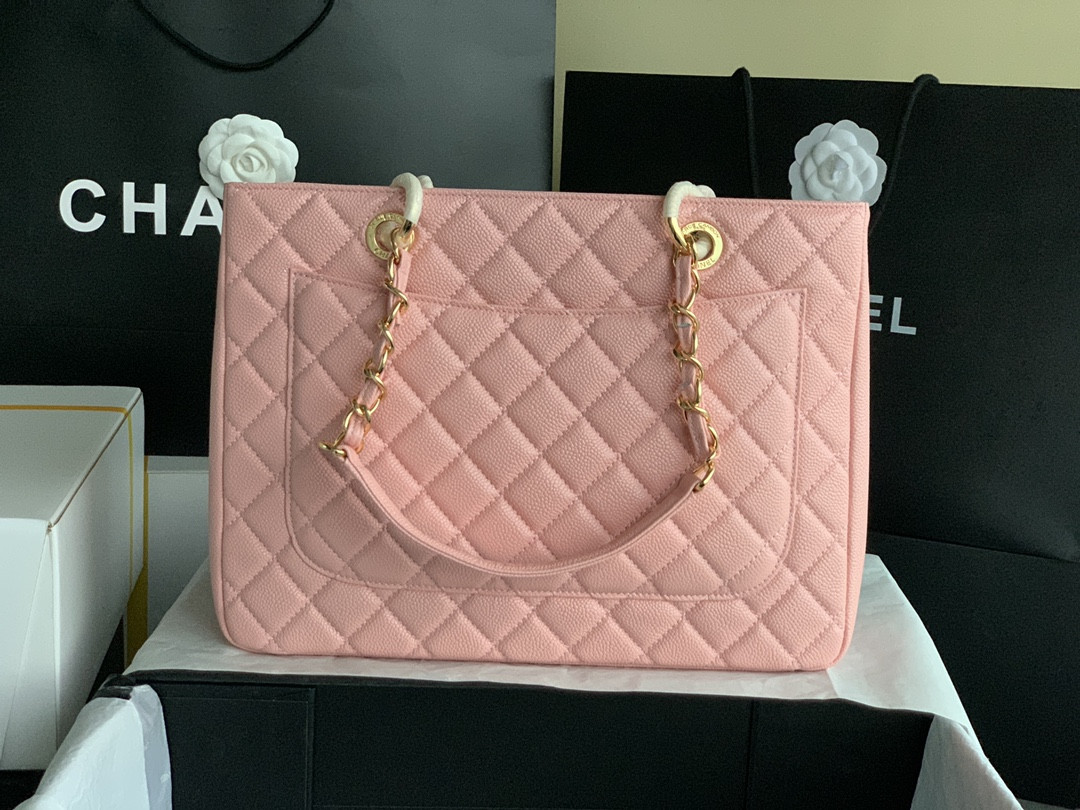 Ch**el GST CAVIAR LEATHER HARDWARE 24X33X13CM