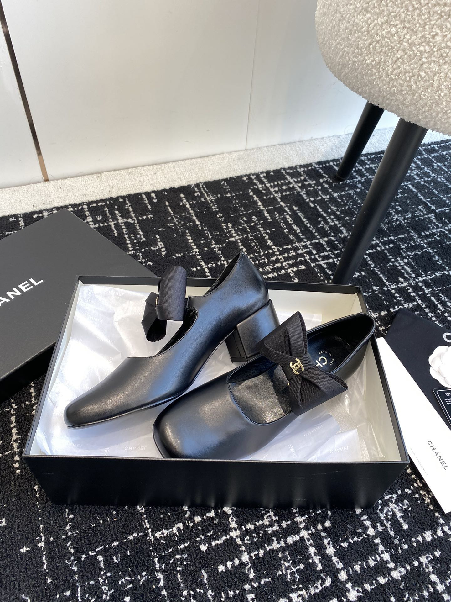 UA Ch**el MARY JANES Calfskin & Grosgrain