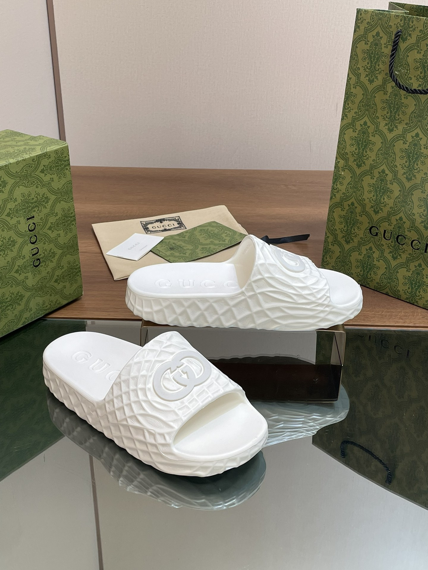 UA Gvc*1 INTERLOCKING G SLIDE SANDAL White