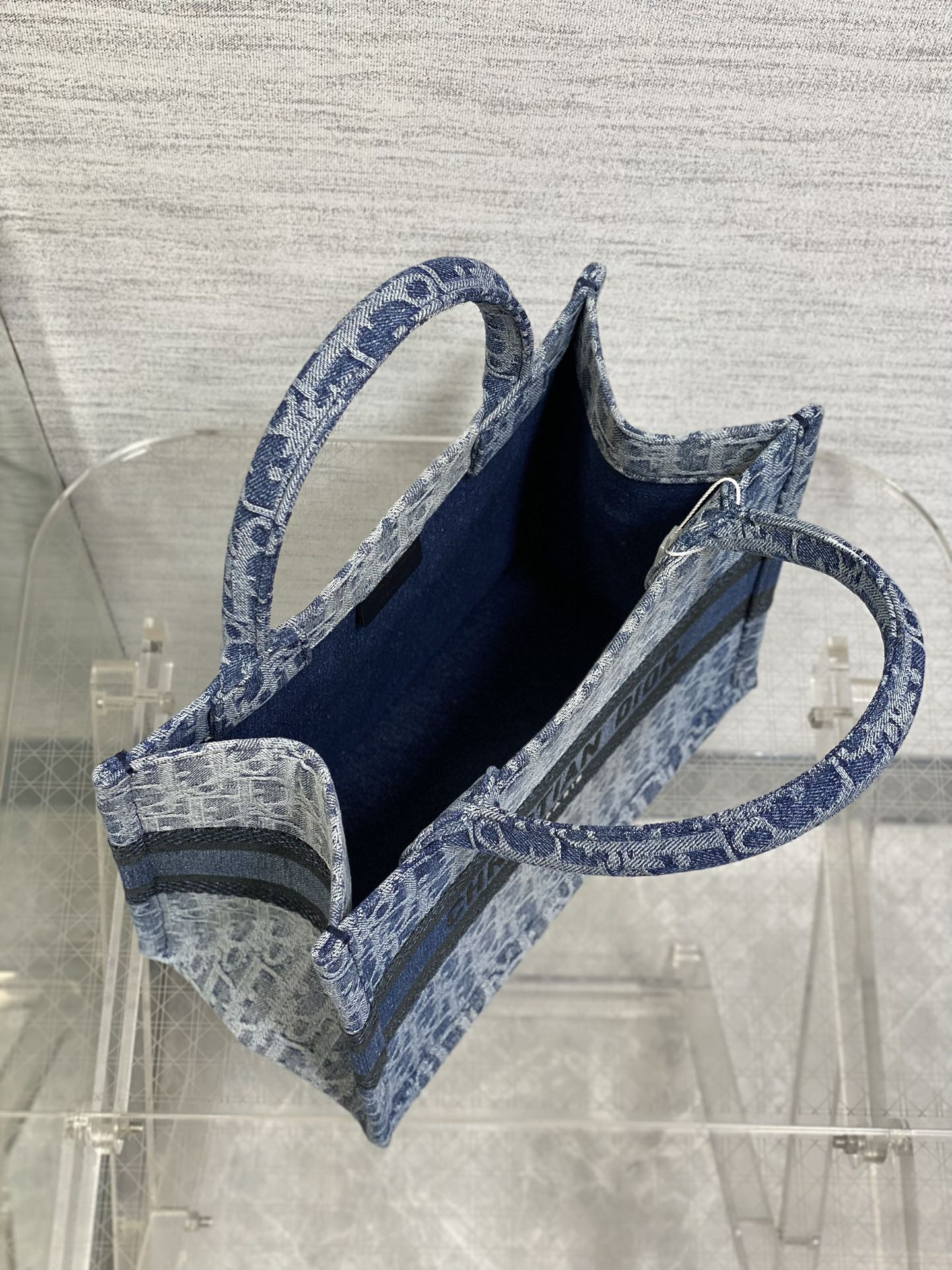 Large D10r Book Tote Blue Denim D10r Oblique Jacquard 26x8x22cm