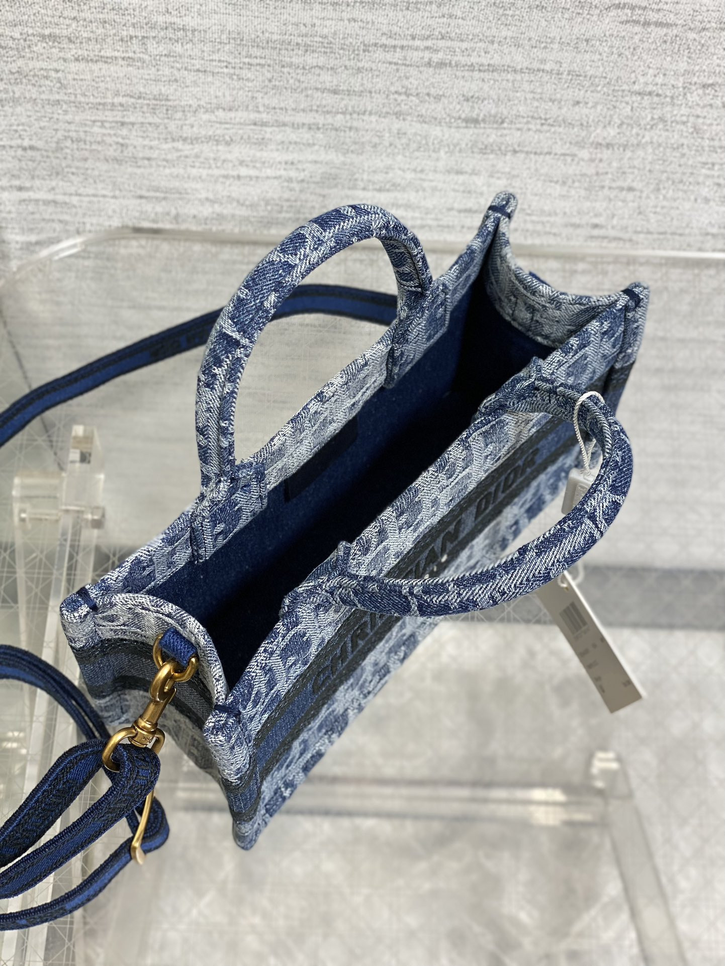 Mini D10r Book Tote Blue Denim D10r Oblique Jacquard 21.5 x 13 x 7.5 cm