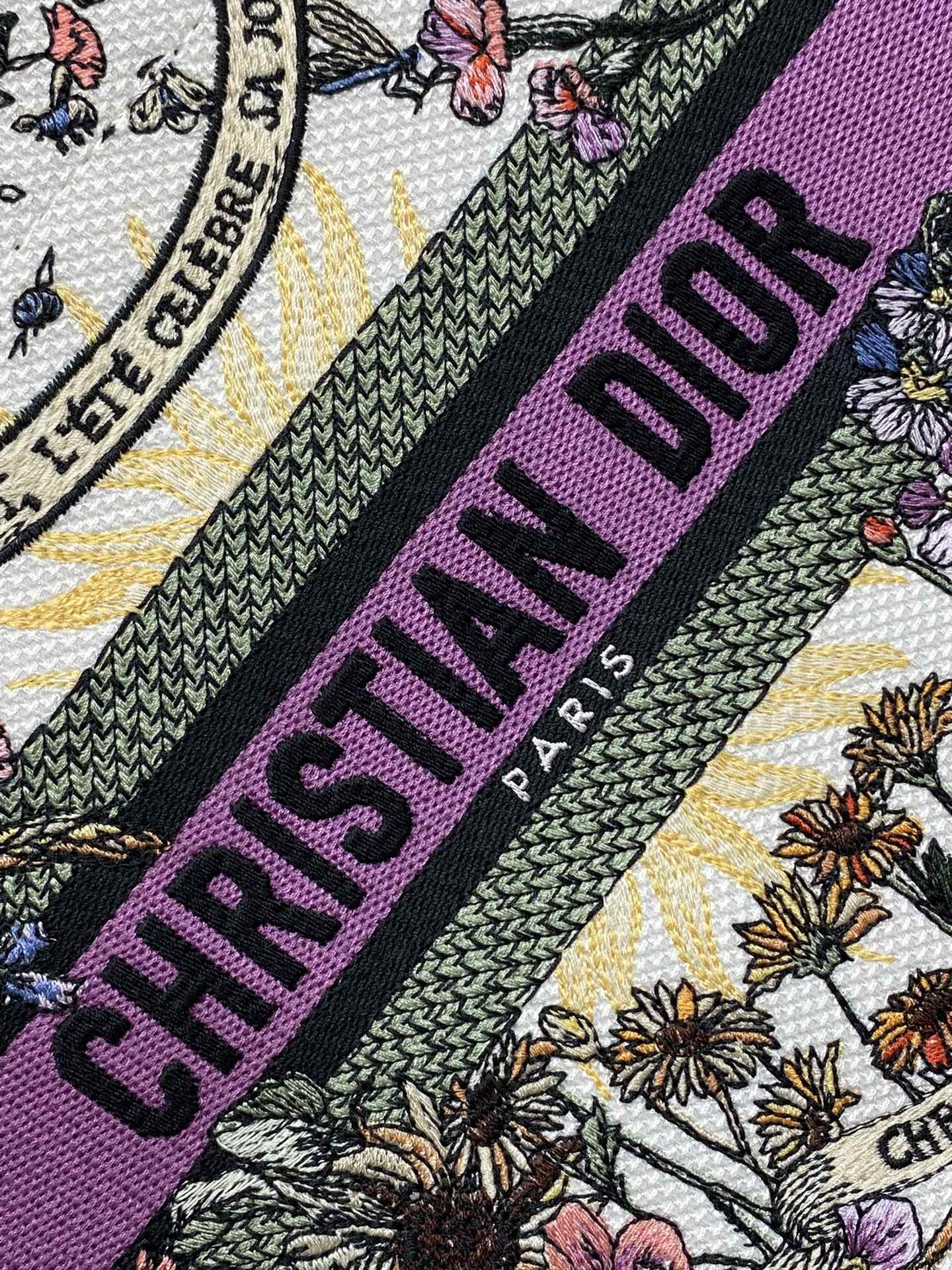 Small D10r Book Tote  Ecru Multicolor D10r 4 Saisons Été Soleil Embroidery 26x8x22cm