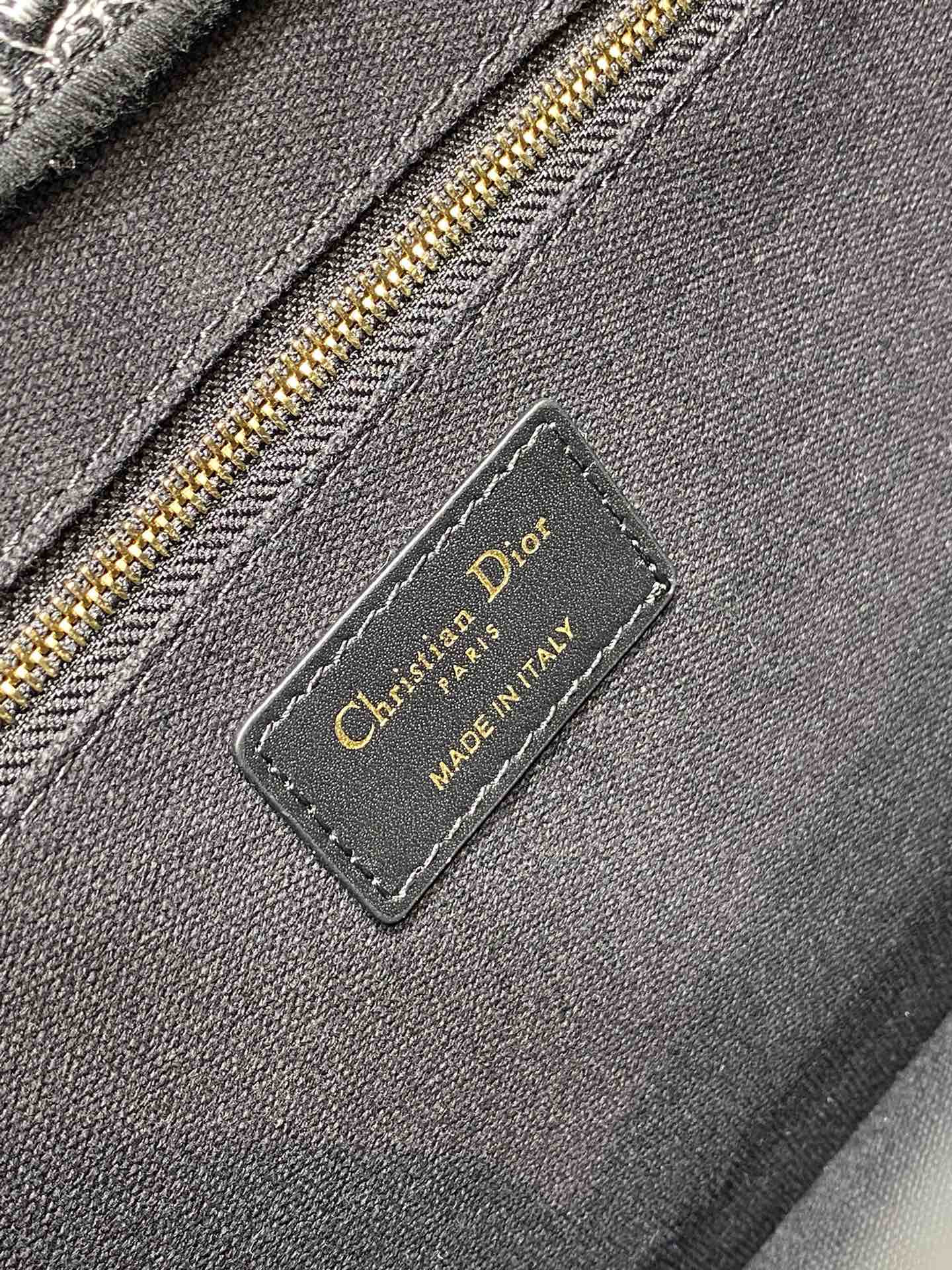 D10r Small D10r Book Tote White and Black Plan de Paris Embroidery and Black Calfskin 26.5 x 21 x 14 cm