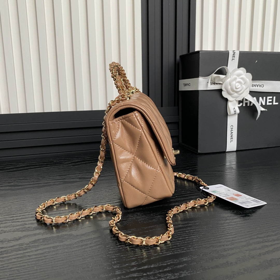 Ch**el MINI FLAP BAG WITH TOP HANDLE 14×19×8.5cm