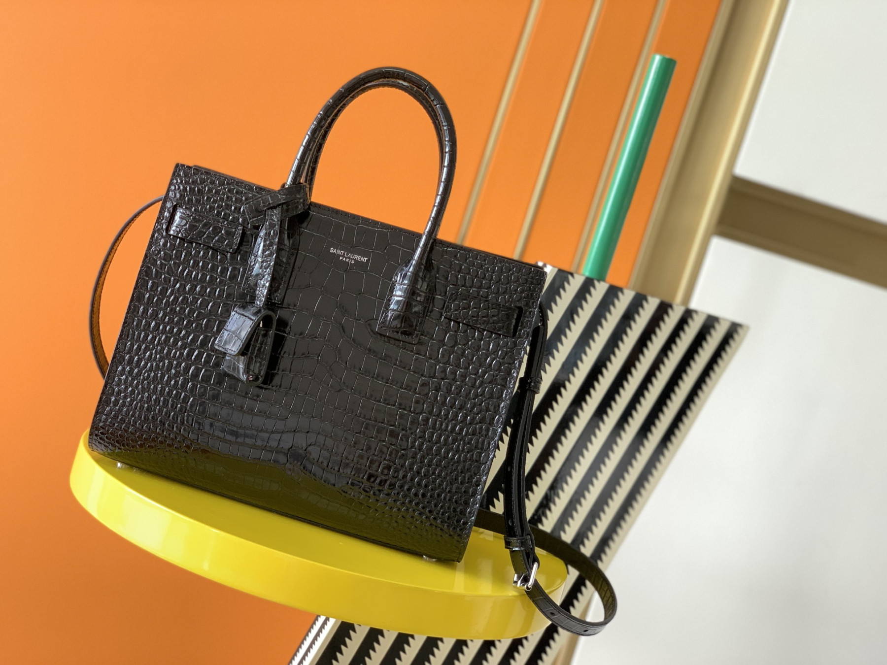 Y51 SAC DE JOUR IN EMBOSSED CROCODILE LEATHER - baby 26x13.5x12.5cm