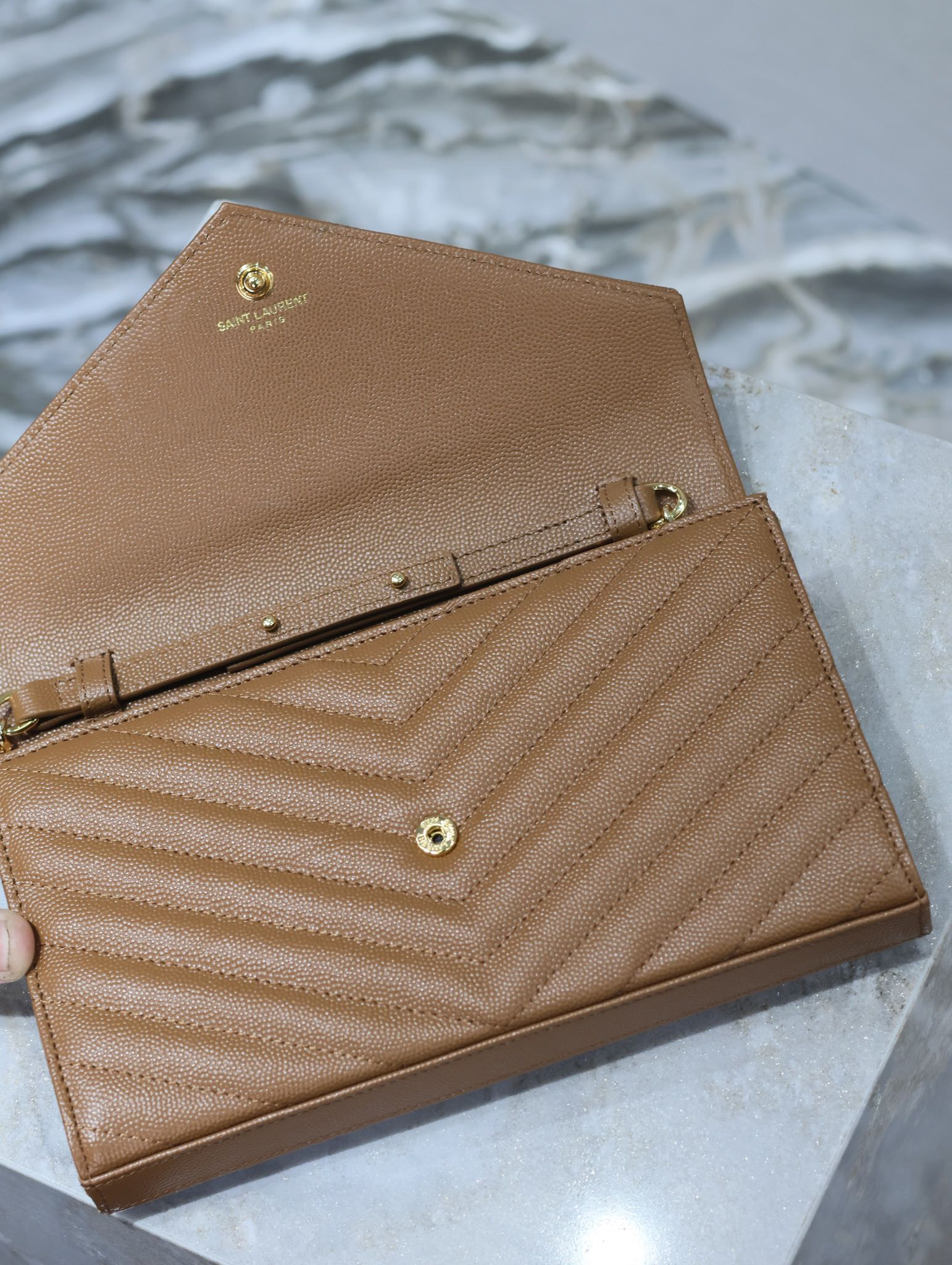 Y51 Cassandra Monogram Classic Chain Wallet in Grained Poudre Leather 22.5 x 14 x 4cm