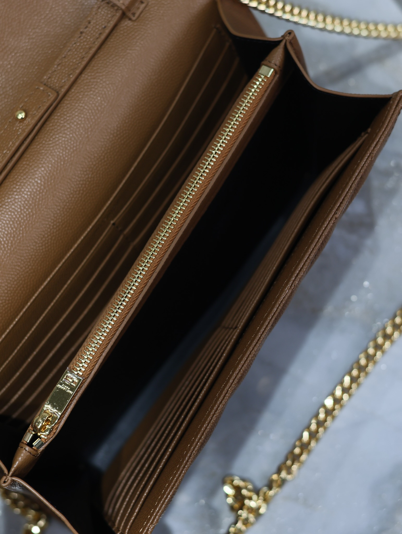 Y51 Cassandra Monogram Classic Chain Wallet in Grained Poudre Leather 22.5 x 14 x 4cm