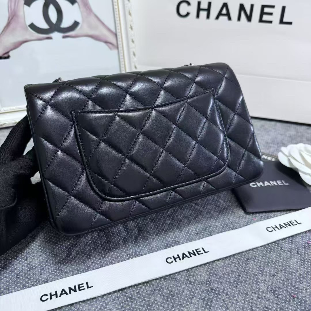 Ch**el MINI FLAP BAG BLACK 12 × 20 × 6 cm